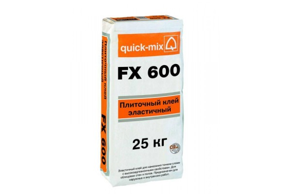 Плиточный клей, эластичный FX 600 Quick-mix